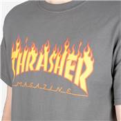 THRASHER FLAME LOGO TEE - Charcoal
