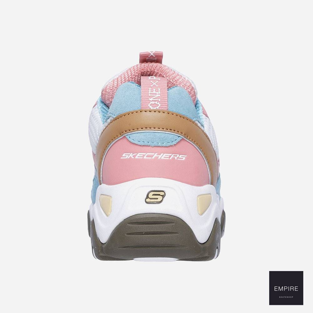 pink blue and white skechers