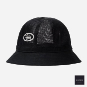 STUSSY MESH CROWN BELL BUCKET HAT - Black