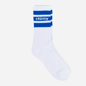 STUSSY - STRIPE CREW SOCKS - WHITE BLUE