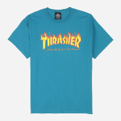 THRASHER - FLAME LOGO TEE - Galapagos Blue