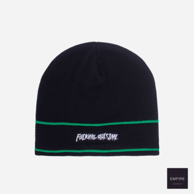 FUCKING AWESOME LITTLE STAMP STRIPED CUFF BEANIE BLACK GREEN
