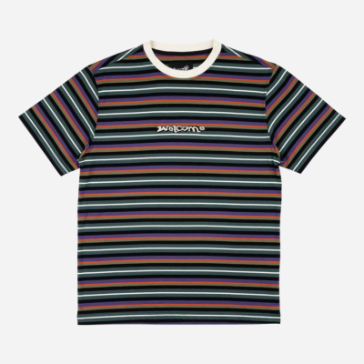 WELCOME SKATEBOARDS - SURF STRIPED YARN-DYED S/S KNIT - Forest
