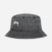 STUSSY - WASHED STOCK BUCKET HAT - Charcoal