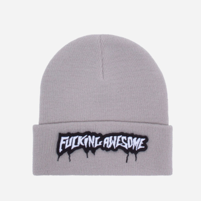 FUCKING AWESOME VELCRO STAMP CUFF BEANIE - Grey
