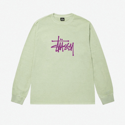 STUSSY - OUTLINED PIGMENT DYED LS TEE - SAGE