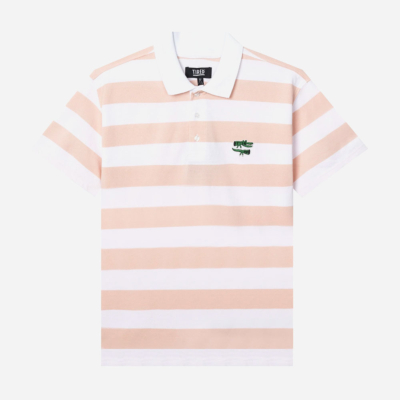 TIRED - THE GATOR STRIPED POLO -  White Pink